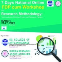 7 DAYS VIRTUAL FDP CUM WORKSHOP ON RESEARCH METHODOLOGY MARCH 21-27,2022